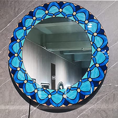 Photo 1 of  Chende LED Bathroom Mirror for Wall, 26" Lighted Round Mirror with 3 Light Colors Setting and Defogging Function for Vanity Set, Tiffany Style Wall Mirror with Lights