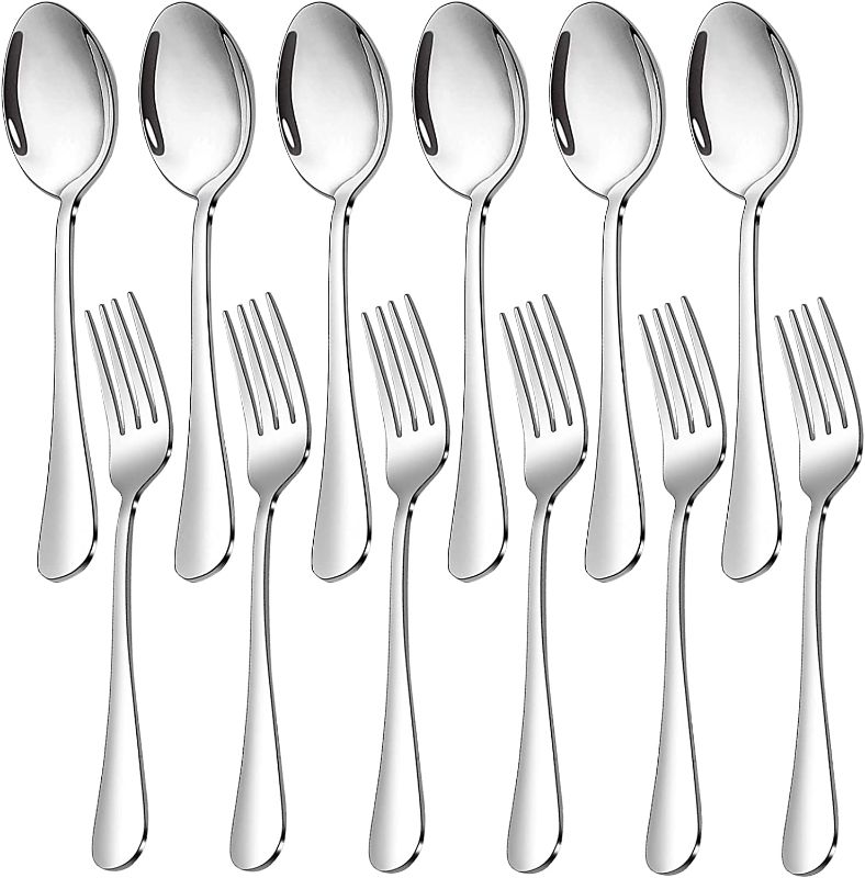 Photo 1 of 12 Pcs Forks and Spoons Silverware Set,Food Grade Stainless Steel Flatware Cutlery Set for Home,Kitchen and Restaurant
