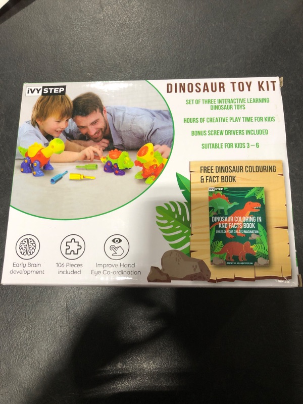 Photo 2 of Dinosaur Building Toy Set for Kids - STEM Take Apart Construction Toys Include Build a Dino Construct & Play Kit, Storage Bag, & Coloring Book - Educational Toys, Birthday Party Toy Dinosaurs Dino Building Set