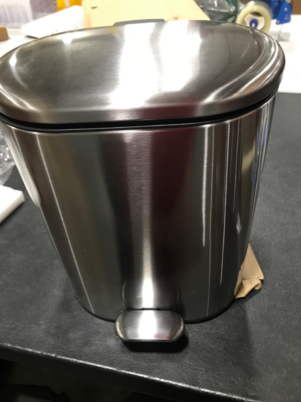 Photo 1 of 1.6 Gallon  Bathroom Step Trash Can, Brushed Stainless Steel