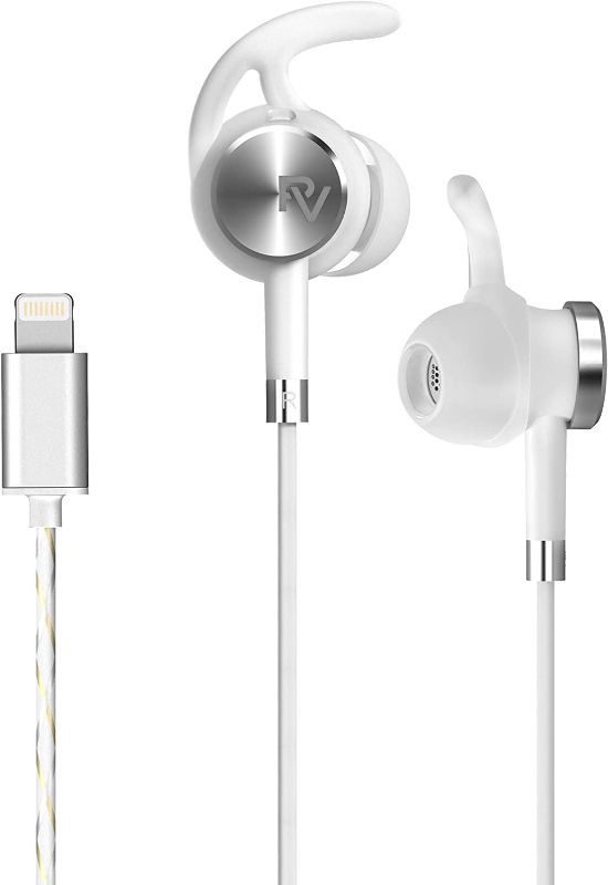 Photo 1 of PALOVUE Lightning Earphones with Mircrophone Headphones Earbuds for Sports Workout MFi Certified Noise Isolation Compatible iPhone 14 13 12 11 Pro Max iPhone X XS Max XR iPhone 8 P 7 P NeoFlow Silver
