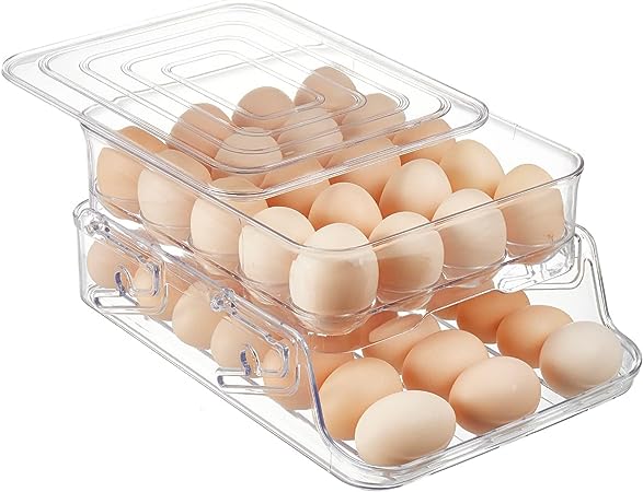 Photo 1 of 41 Egg Holder for Refrigerator, Rollable Egg Container Large Collapsible Egg Container for Refrigerator with Lid for Fridge With Lid, Clear Plastic Egg Storage Organizer Bin & Egg Tray Uni HIMO
