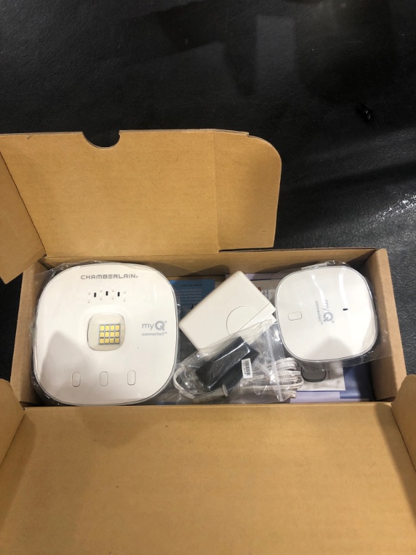 Photo 2 of myQ Chamberlain Smart Garage Control - Wireless Garage Hub and Sensor with Wifi & Bluetooth - Smartphone Controlled, myQ-G0401-ES, White myQ Smart Garage™ Control