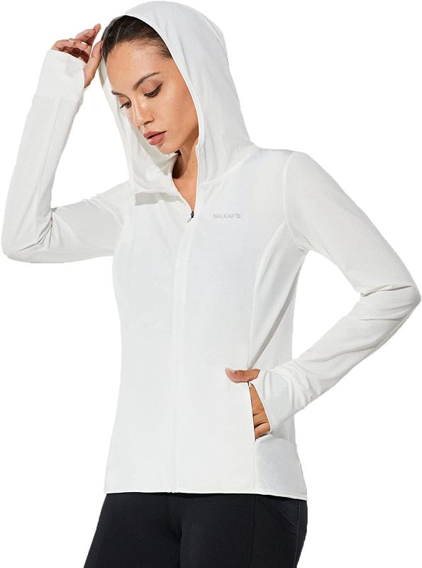 Photo 1 of [Size M[] BALEAF Women's UPF 50+ Sun Protection Jacket Hooded Cooling Shirt with Pockets - White