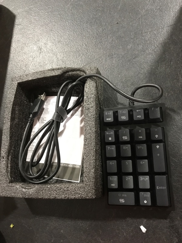 Photo 2 of MOTOSPEED Macro Mechanical Numeric Keypad USB Wired 21 Keys Mini Numpad Portable Keypad RGB Backlight Gaming Keypad Extended Layout for Cashier(Fully Programmable Keys)
