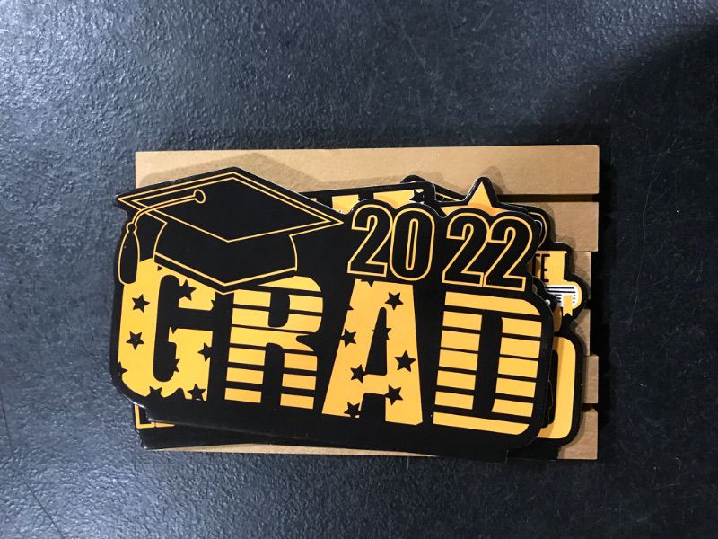 Photo 2 of 3 Pieces, Graduation Centerpieces for Table 2022 - Graduation Wooden Centerpieces | Graduation Table Centerpieces | Graduation Table Decorations, Black and Orange Graduation Party Decorations 2022