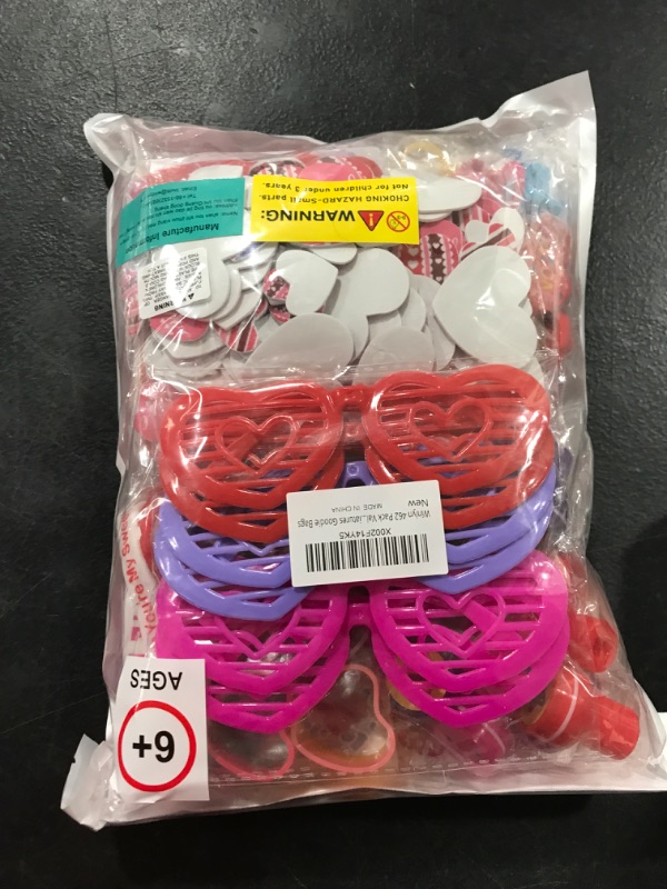 Photo 1 of 234 Pack Valentine's Day Party Favors Supplies Gift Exchage Cards Heart Glasses Bracelets Heart Stickers Stamper Sticky Hands Tattoo Bulk for Kids School Classroom Rewards Prizes Birthday Goodie Bags