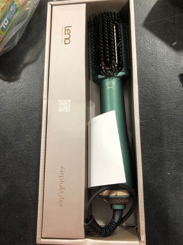 Photo 2 of LENA Hair Straightener Brush Dryer PRO Blow Dryer Hot Air Brush - Anti-Scald Straightening Iron Comb Styler with Extra Ion Care, Far Infrared Heating and 3 Modes for Long & Medium Length Hair, Green