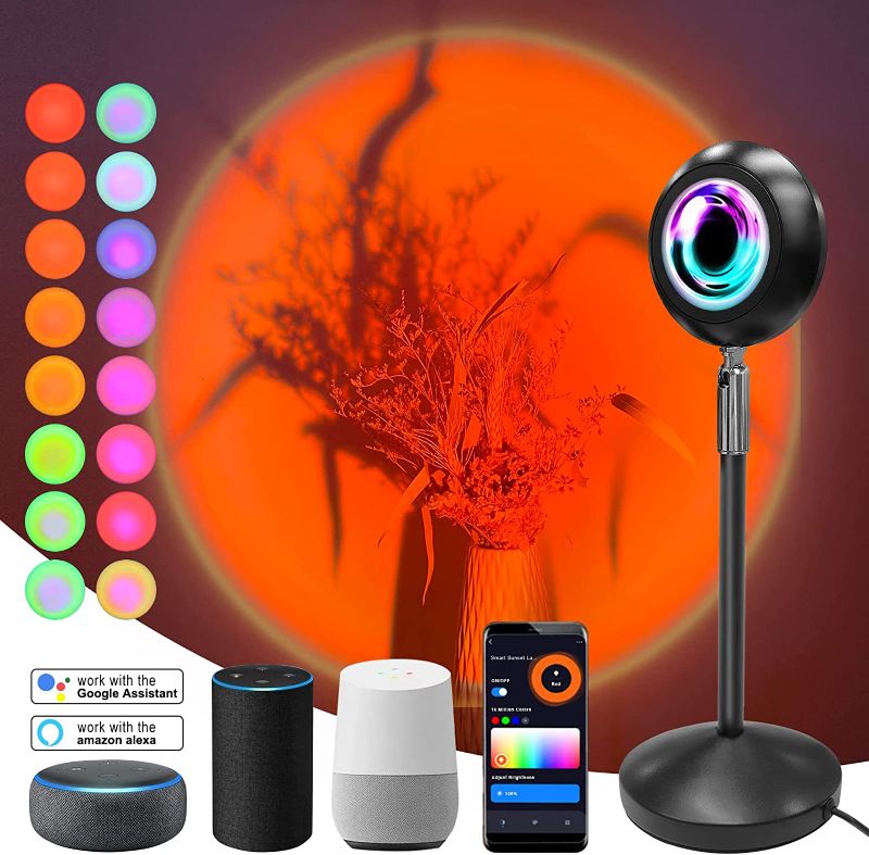 Photo 1 of Paraselene Sunset Lamp, Sunset Projector lamp, 16 Colors Night Light for Living Room Bedroom Decoration, Photography, Selfie, Tiktok.Smart Control, Multiple Colors (with APP Control)