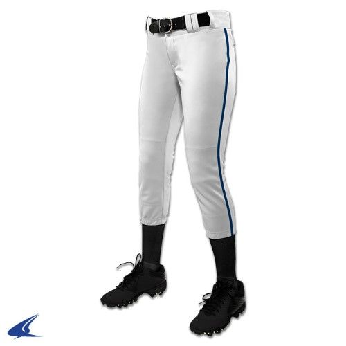 Photo 1 of Champro Tournament Traditional Low Rise Girls Fastpitch Pants W/Braid White/Navy Small
