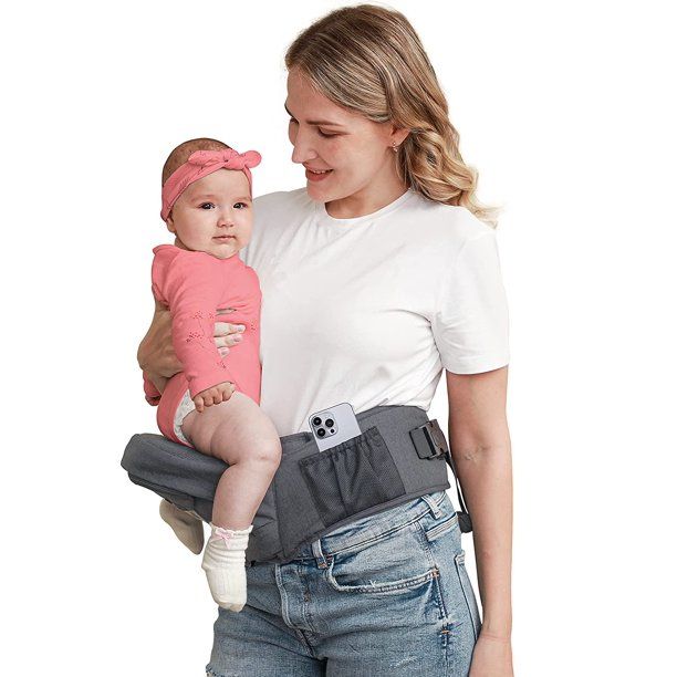 Photo 1 of Baby Hip Carrier, BABYMUST Toddler Hip Carrier for Baby Child with Adjustable Long Waistbands, Various Pockets, and Ergonomic No-Slipped Seat Perfect for 8-66lbs All-Seasons Grey
