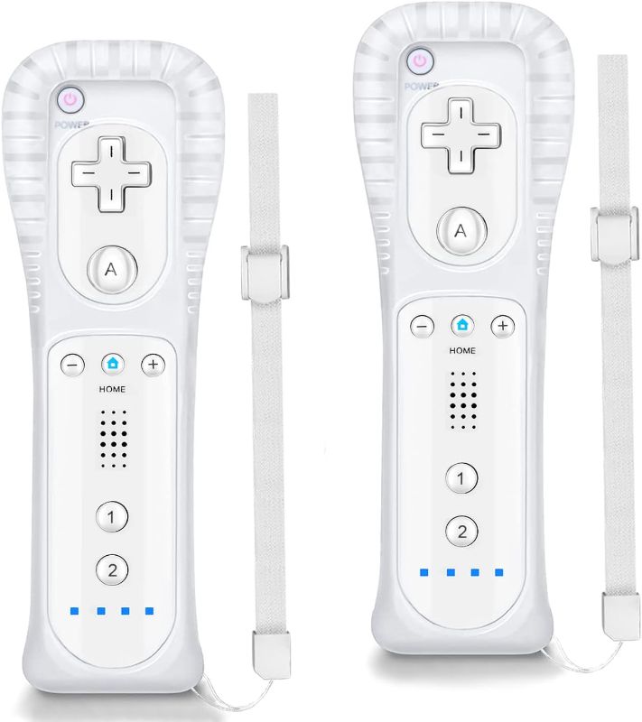 Photo 1 of Wii Remote Controller,Wireless Remote Gamepad Controller Compatible with Nintend Wii and Wii U?come with Silicone Case and Wrist Strap-2Packs (White)