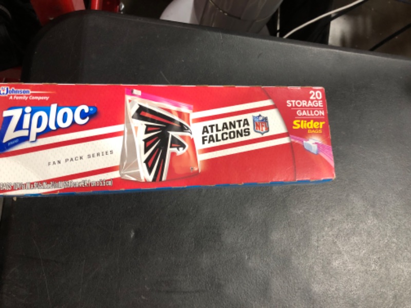 Photo 2 of Ziploc Slider Storage Gallon Bag, Great for Grab-and-go Snacking, Tailgating or Homegating, 20 Count- NFL Atlanta Falcons
