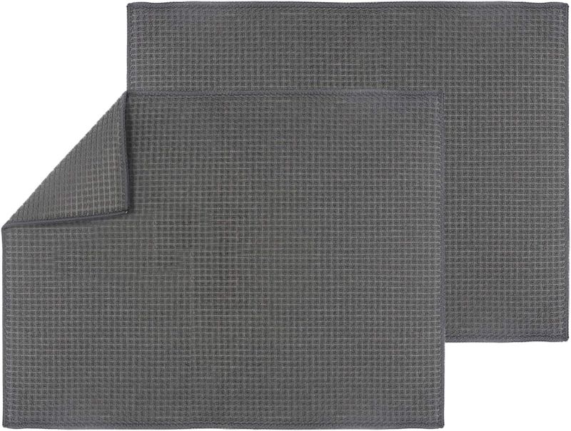 Photo 1 of 2-Packs Microfiber Dish Drying Mat for Kitchen Counter-top, Dry Pad for Dishes, Flatware, Dinnerware, Glassware, Drinkware, Serveware, Plate, Tabletop Accessories, Machine Wash (Gray, 20" x 15") 