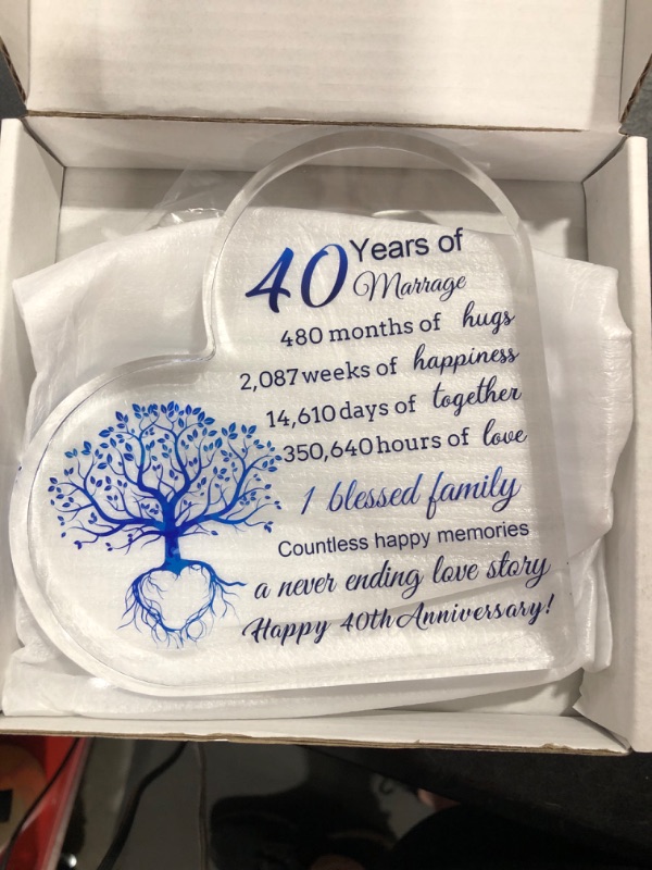 Photo 2 of 40th Anniversary Wedding Gifts 40th Anniversary Decorations Gifts for Parents Her Wife Husband Marriage Keepsake Acrylic Heart Anniversary Decoration Gift for Couple Friends Women Man Wedding Supplies 