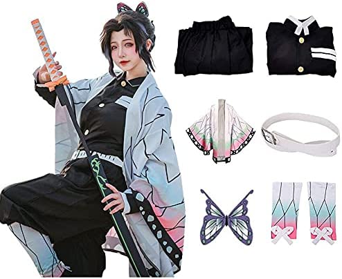 Photo 1 of Anime Womens Cosplay Costumes Kochou Shinobu Suit Full Set Halloween Party Outfit Size Small
