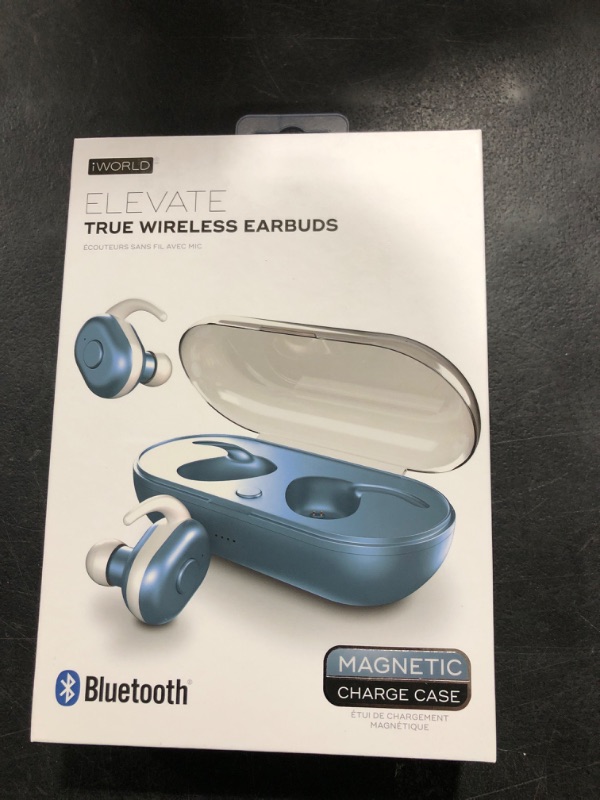 Photo 1 of iWorld Elevate True Wireless Earbuds with Charging Case, Bluetooth in-Ear Headphones with Built-in Microphone and Touch Control, Universally Compatible Headset for Android, iPhone and PC (blue)
