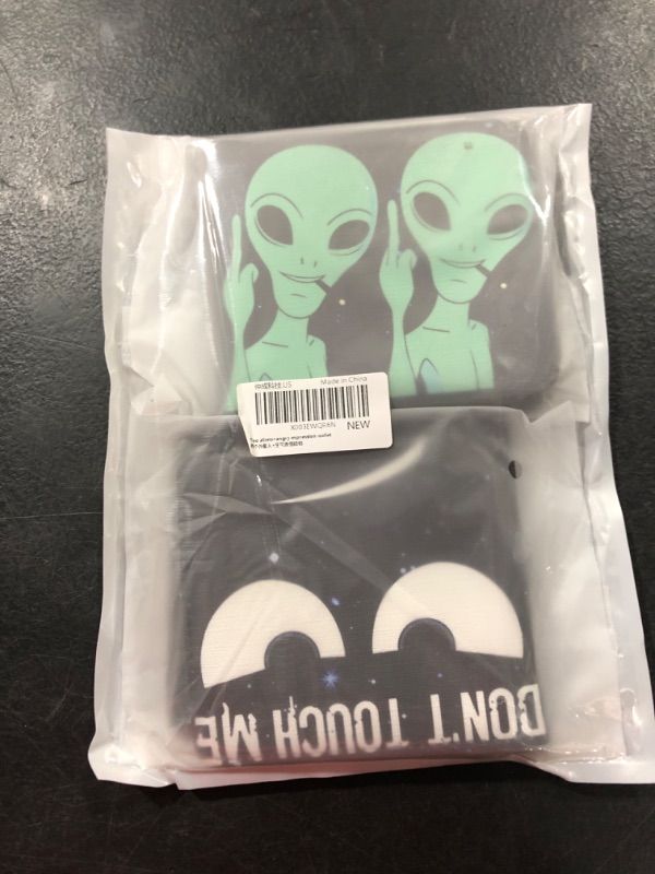 Photo 2 of Bistup *2 Packs* Leather Wallet for Girls Cute Kawaii Cartoon Aesthetic Women Cool Funny Leather Credit Id Card Cash Holder Woman Rfid Blocking Zipper Wallets With Coin Pocket Female Bifold Alien
