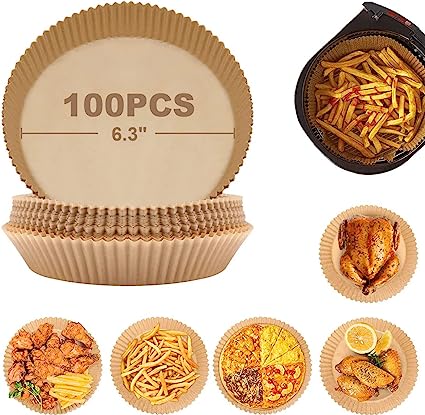 Photo 1 of 100Pcs Air Fryer Disposable Paper Liner, 6.3” Non-Stick Round AirFryer Parchment Paper, Food Grade Parchment Paper Oil Resistant for Baking, Frying, Grilling, Cooking, Oven, Microwave
