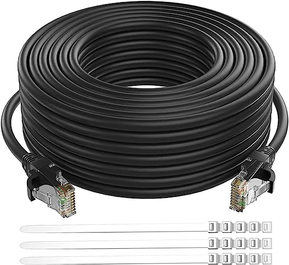 Photo 1 of Adoreen Cat 6 Ethernet Cable 30 ft-Black, High Speed Internet Cable (4 Colors for Selection) Support POE Gigabit Cat6 Cat 5e Cat 5 Cable Long Flexible Network Cable RJ45 Patch Cord+15 Ties 2 packs
