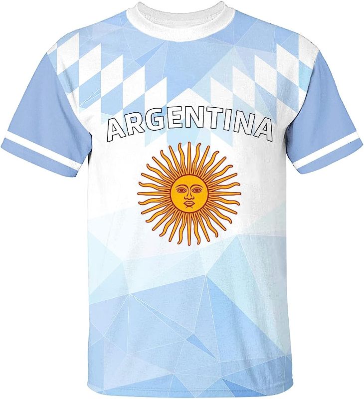 Photo 1 of Arvilhill Mens 2022 World Cup Argentina Soccer Jersey Short Sleeve Graphic Print Shirt L