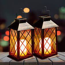 Photo 1 of 1/2 Pack Solar Lanterns, OxyLED Solar Lights Outdoor, LED Hanging Lanterns Solar Powered with Handle, Waterproof Flickering Flameless Candle Mission Lights for Table Garden Patio Pathway Christmas
