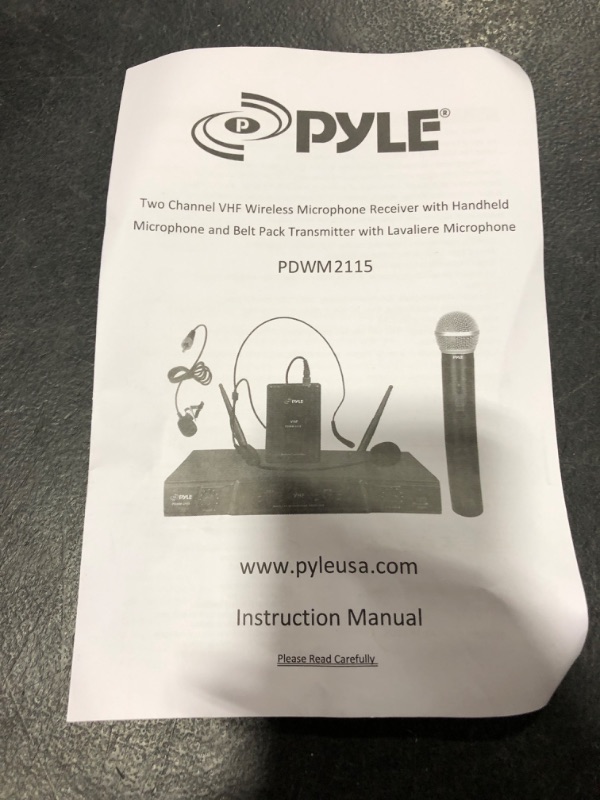 Photo 1 of Two Channel VHF Wireless Microphone Receiver With Handheld Microphone And Belt Pack Transmitter