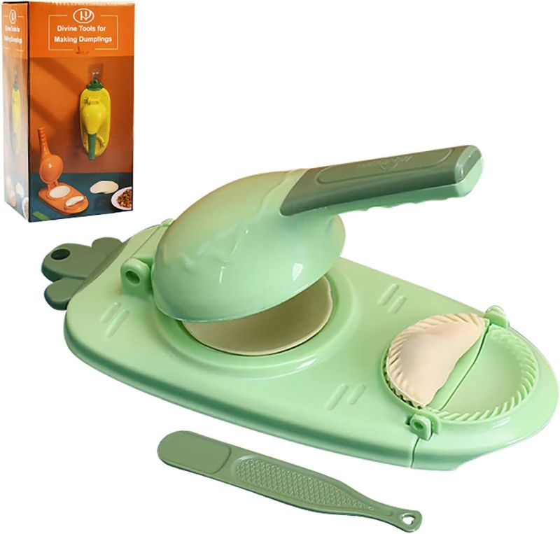 Photo 2 of 2023 New 2 in 1 Dumpling Maker Machine, Household Automatic Dumpling Maker, Maker Press for Pressing Dumpling Skin Wrapper Mould Dough Press Maker Pressing Dumpling Skin Wrapper Mould. (Green)
