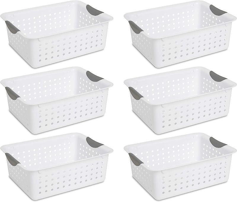 Photo 1 of Sterilite Medium Ultra Basket, White Basket, 6-Pack 