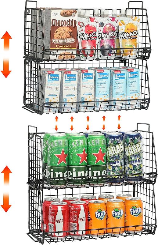 Photo 1 of 
4 Pack Stackable Wire Baskets, Pantry Organization and Storage,Wire Baskets for Organizing,Countertop Snack Chips Can Organizer,Household Storage Bins 