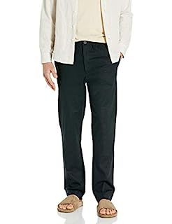 Photo 1 of 28 Palms Men's standard Slim-Fit Stretch Linen Pant with Drawstring, Black, X-Large/34 Inseam