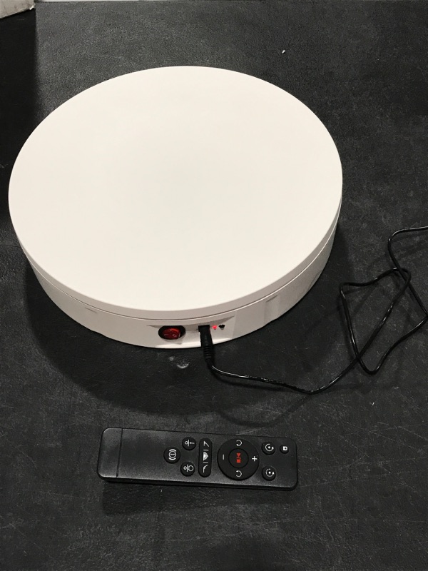 Photo 1 of JAYEGT Motorized Rotating Display Stand, 360 Degree Electric Rotating Turntable for Photography Products Display?Live Video Show,Remote Control Angle, Speed (White, 11.8inch / 265Lbs Load ,Wired) White 11.8inch / 265Lbs Load ,Wired