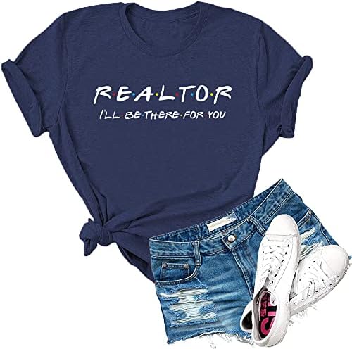 Photo 1 of Dauocie Womens Realtor I'll Be There for You Letter Print T Shirt Real Estate Agent Gift Graphic Tops Tees L