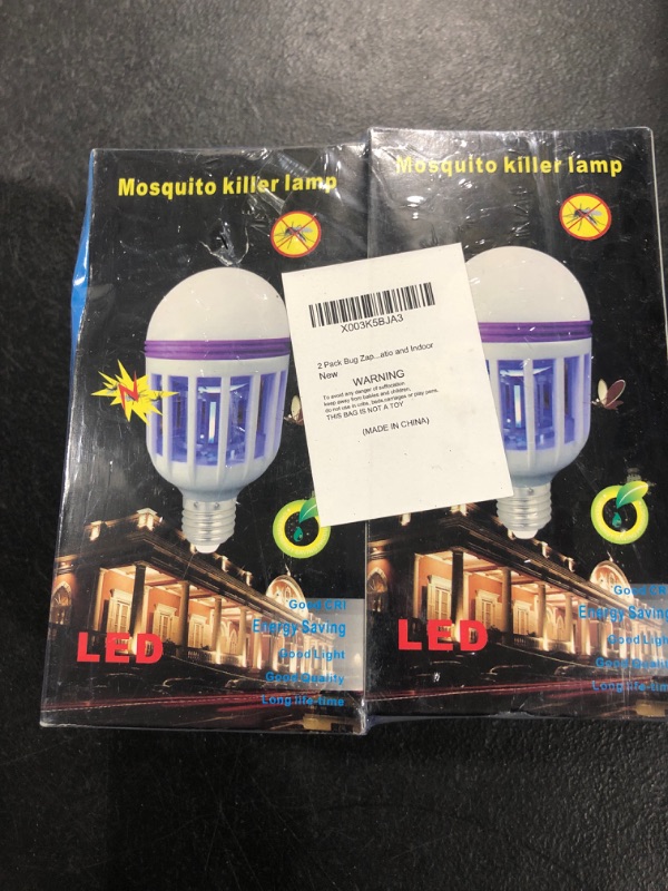 Photo 2 of 2 Pack Bug Zapper Light Bulbs, 2 in 1 Mosquito Light Bulb, Flying Insect Trap UV LED Lamp for Patio and Indoor 