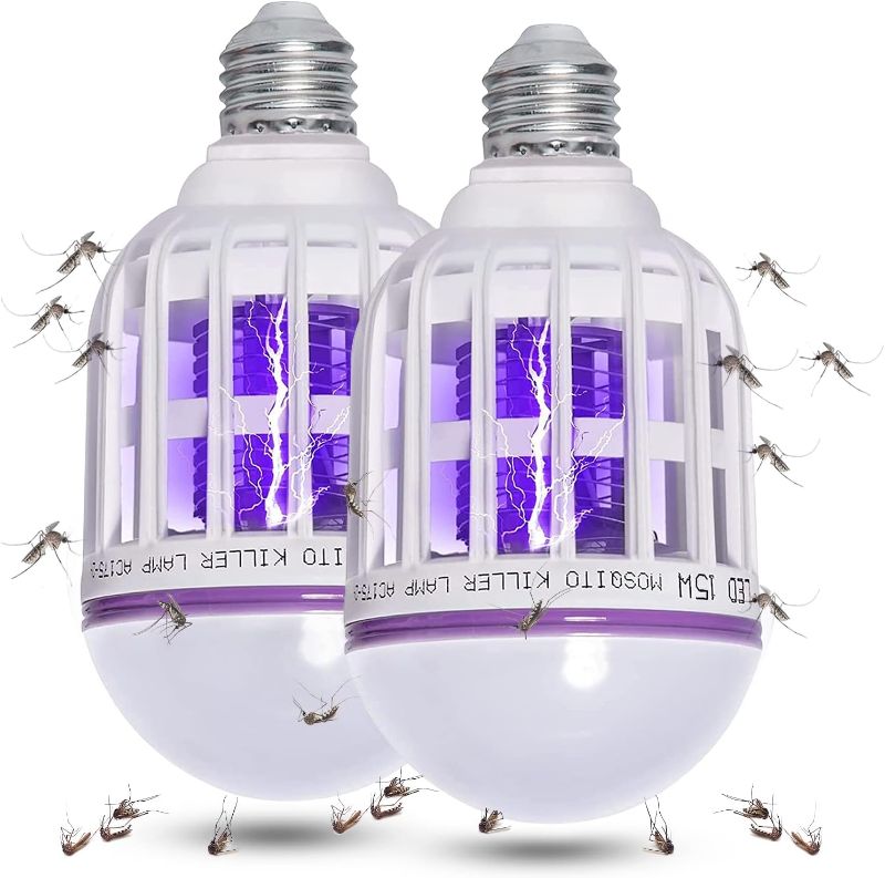 Photo 1 of 2 Pack Bug Zapper Light Bulbs, 2 in 1 Mosquito Light Bulb, Flying Insect Trap UV LED Lamp for Patio and Indoor 