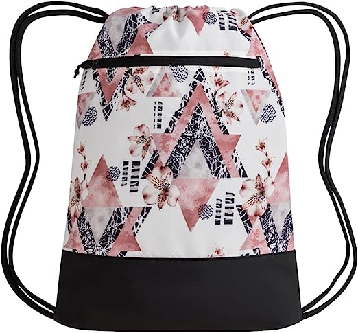 Photo 1 of Drawstring Backpack for Women | Durable Lightweight Gym Backpack with Graphic Designs | Great for Drawstring Bags for the Gym, Travel, and Overnights | Rose - Cherry Blossom
