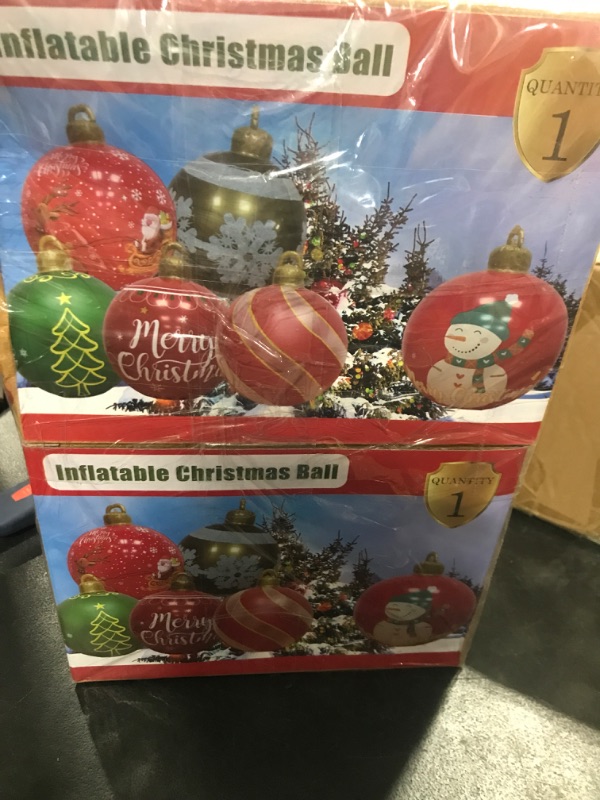 Photo 1 of 2 Pcs Inflatable Christmas Ball - 24 Inch Christmas Ball Ornaments PVC Giant Indoor Outdoor Xmas Ball for Holiday Yard Lawn Porch Pool Tree Decoration, 2 Pcs Red
