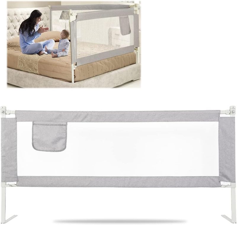 Photo 1 of  Bed Rail for Toddlers, Extra Tall?Height Adjustable? Specially Designed for Queen, King Size, California King Bed - Safety Baby Bed Guard Rails for Kids (One Side 78.7" x 27") 