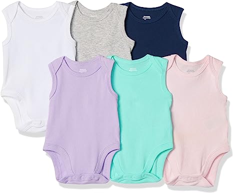 Photo 1 of Amazon Essentials Baby Girls' Sleeveless Bodysuits, Pack of 6 