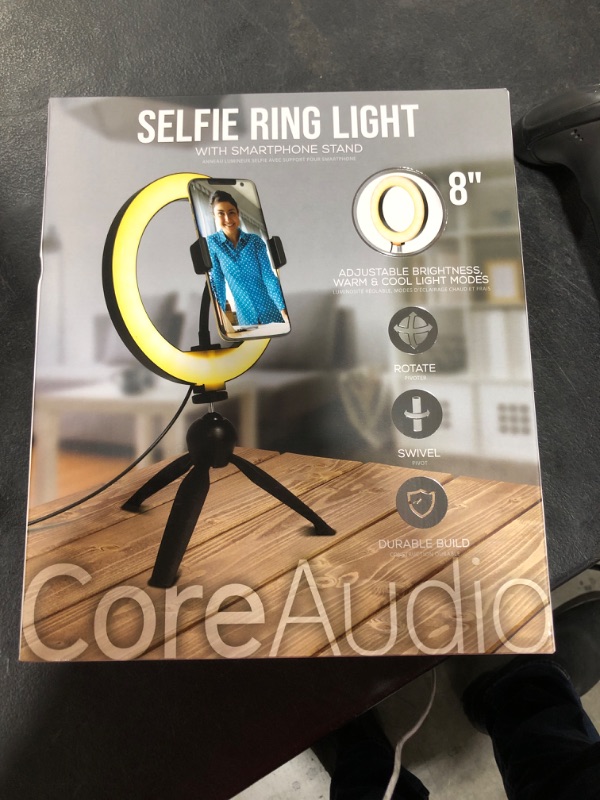 Photo 2 of CoreAudio 8" Selfie Ring Light with Phone Stand, Desktop Tripod with Ring Light for Photography, Makeup, Vlogging, Pictures, Video Recording, TikTok, and Travel 8 Inches