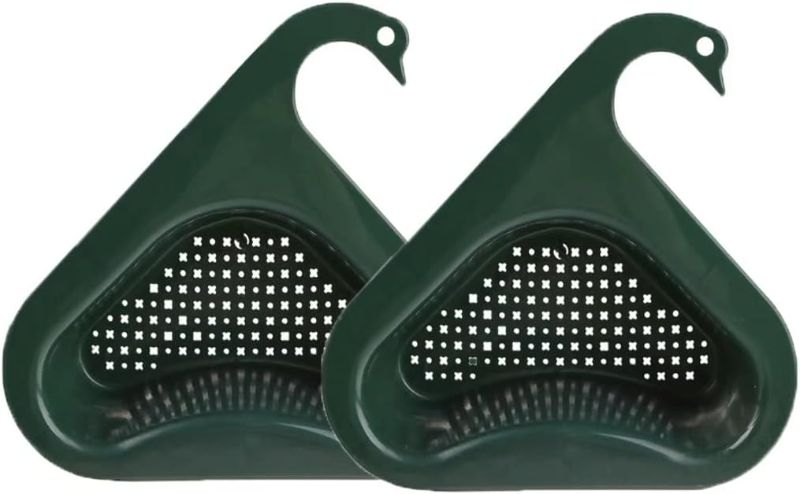 Photo 1 of 2Pack Swan Drain Basket for Kitchen Sink Triangular Sink Drain Shelf Multipurpose Drain Basket Sink Swan Strainer Hangs on Faucet, Fits Almost Sinks 