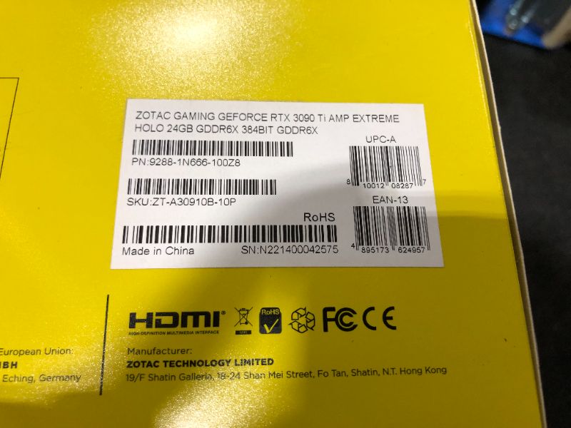 Photo 4 of ZOTAC Gaming GeForce RTX™ 3090 Ti AMP Extreme Holo 24GB GDDR6X 384-bit 21 Gbps PCIE 4.0 Graphics Card, HoloBlack, IceStorm 2.0 Advanced Cooling, Spectra 2.0 RGB Lighting, ZT-A30910B-10P