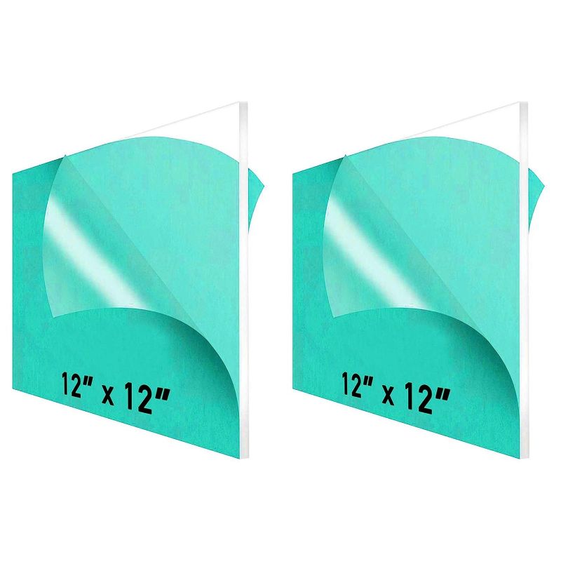 Photo 1 of 12 x 12” Clear Acrylic Sheet Plexiglass (2-Pack) – 1/4” Thick; Use for Craft Projects, Signs, DIY Projects and More; Cut with Cricut, Saw or Hand Tools – No Knives