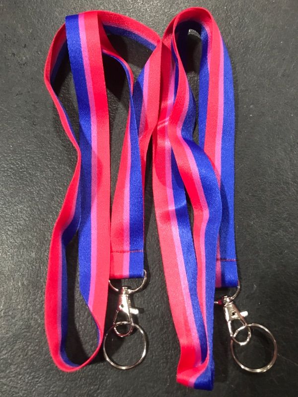 Photo 2 of 2 PCS Pride Lanyard Bisexual Lanyard Rainbow Lanyard LGBTQ Badge Holder Gay Pride Events Parades for Keychain 