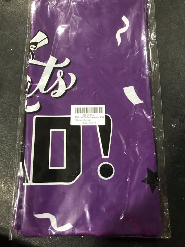 Photo 1 of 2023,Gongrats Grad Tablecover Graduation Decorations Class of 2023 Party Supplies,3 Pack Disposable Plastic Purple Table Cloths 54"x108"
