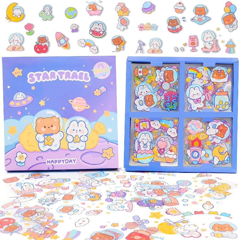 Photo 1 of CUNCUN 100 Sheets Cute Stickers Set, Kwaii Stickers Waterproof for Water Bottles, Phone Cases, Laptops, Scrapbook, DIY Crafts Supplies, Bullet Journaling, Aesthetic Sticker Packs for Girls Boys