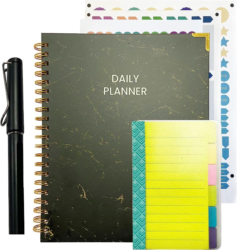 Photo 1 of Daily Planner, Durable Planner Elastic Strap, Daily, Weekly & Monthly Planner, 360 Degrees Double Coil Binding, To Do List Work Planner, Business Planner