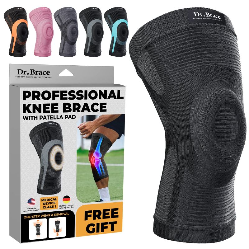 Photo 1 of DR. BRACE ELITE Knee Brace For Knee Pain, World’s Lightest Compression Knee Sleeve With Patella Pad For Maximum Knee Support And Fast Recovery For Men And Women-Please Check How To Measure Video (Pluto, Medium)  (NO FREE GIFT INSIDE!!!!)