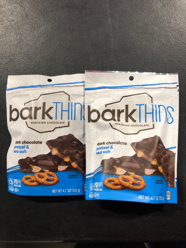 Photo 2 of 2 barkTHINS Dark Chocolate Pretzel and Sea Salt Snacking Chocolate, Fair Trade, Non GMO, 4.7 oz Bag 4.7 Ounce