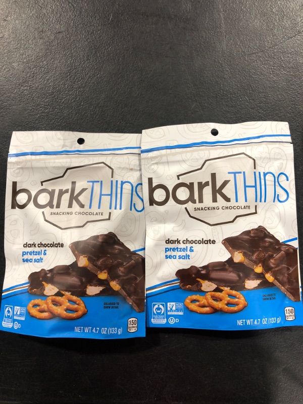 Photo 2 of 2 barkTHINS Dark Chocolate Pretzel and Sea Salt Snacking Chocolate, Fair Trade, Non GMO, 4.7 oz Bag 4.7 Ounce